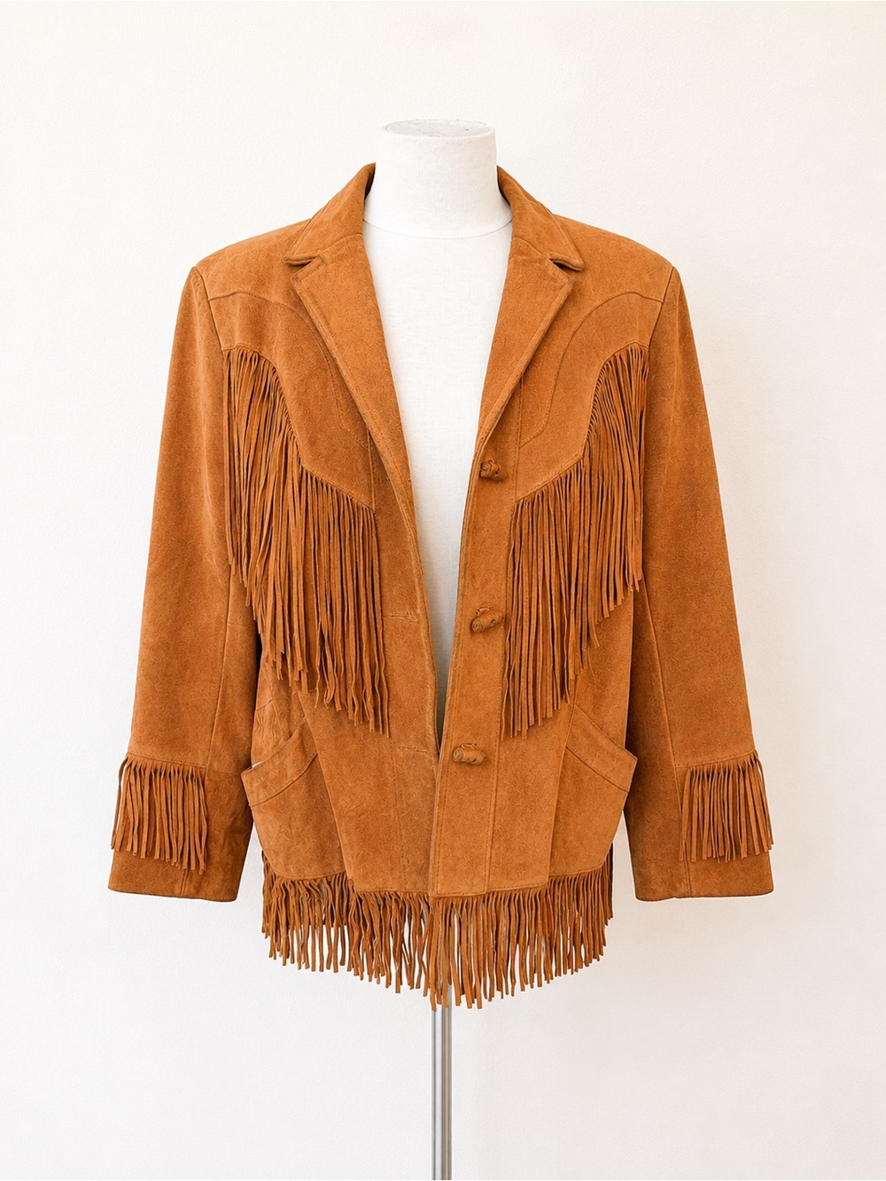 Pioneer Wear Leather Suede Fringe Jacket Western Rodeo Boho Coastal Cowgirl Med